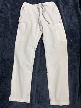 Figs Optic White Cargo Scrub Pants with Drawstring Waist